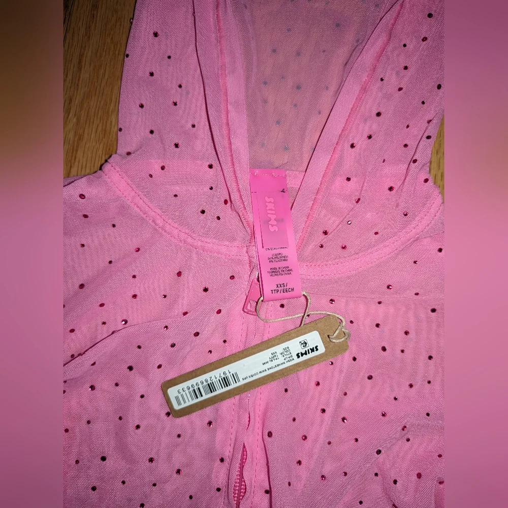 NWT SKIMS MESH RHINESTONE COVER UP 2 PIECE SET IN TAFFY - Picture 3 of 6